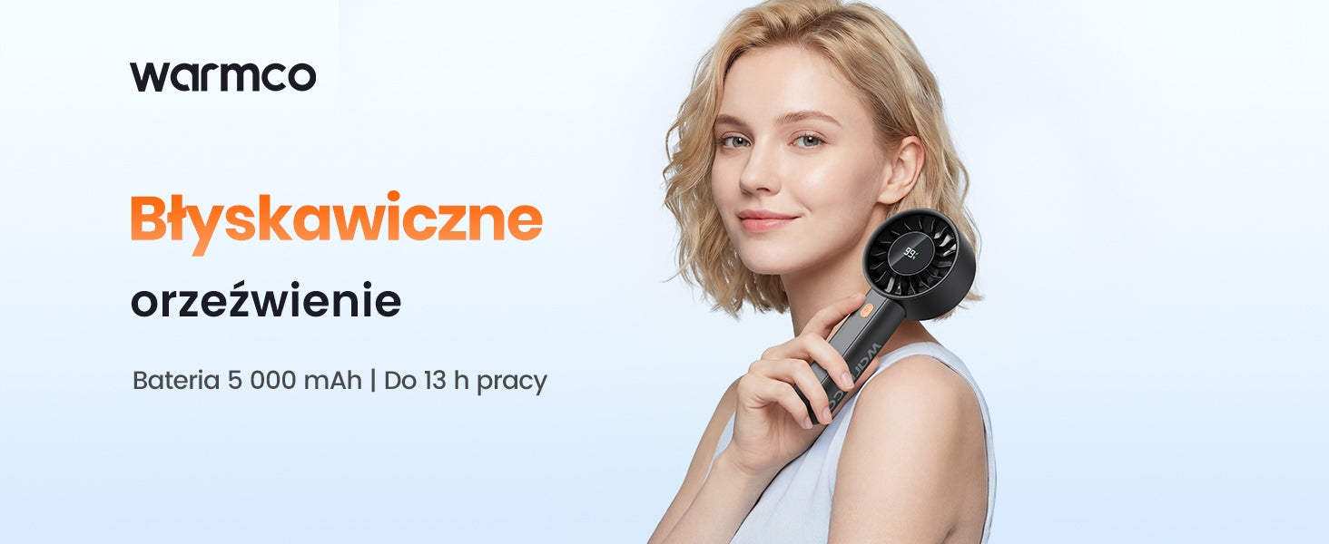 Mini Wentylator Ręczny Wiatraczek USB Warmco Przenośny Wiatrak 5000mAh Functions none