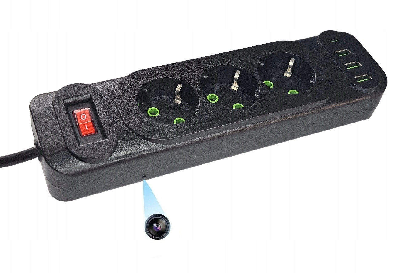 Mini WiFi Spy Camera in Strip 3 Sockets 3xUSB Type C Preview Manufacturer code Przedłużacz