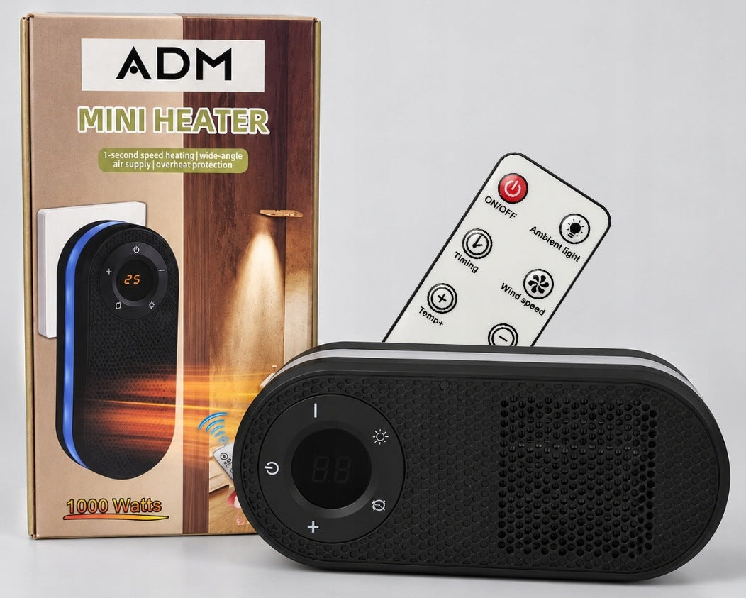Mini electric heater ADM WG-111 1000W PTC with remote control and LCD Packaging status original