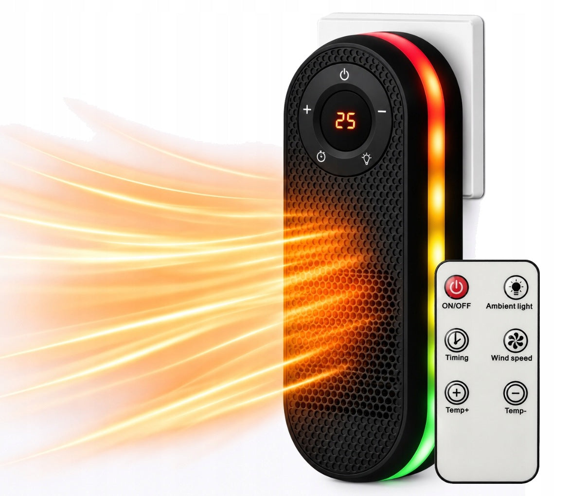 Mini electric heater ADM WG-111 1000W PTC with remote control and LCD