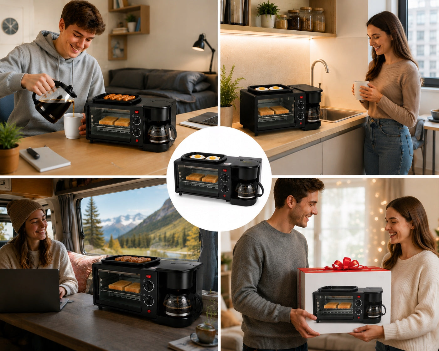 Mini kitchen 3in1 oven grill coffee maker 1050W 9L breakfast in 5 min Manufacturer code mini piekarnik opiekacz elektryczny