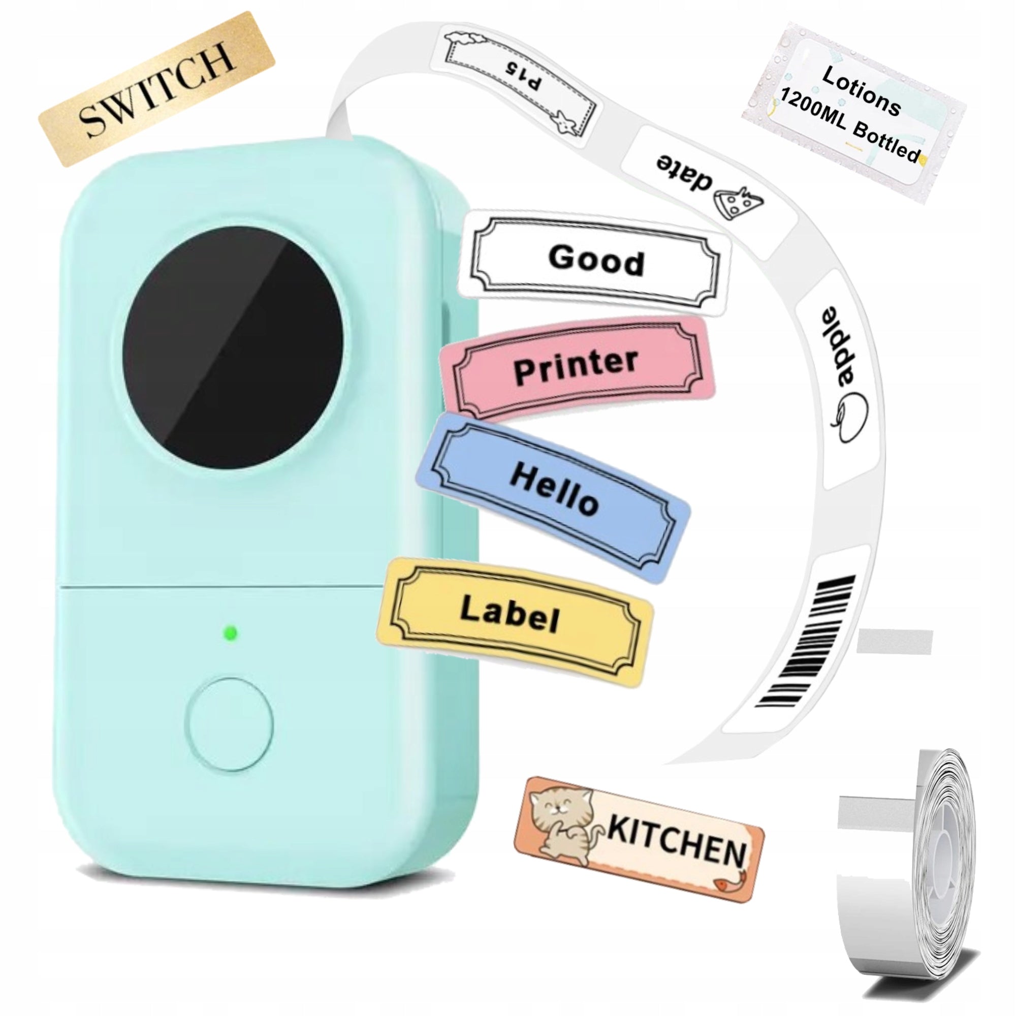 Mini label printer Phomemo D30 green stickers self-adhesive labels