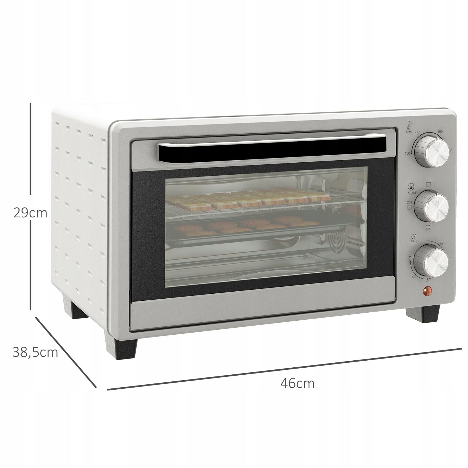 Mini oven 21L 1400W timer 3 baking modes silver Brand no brand