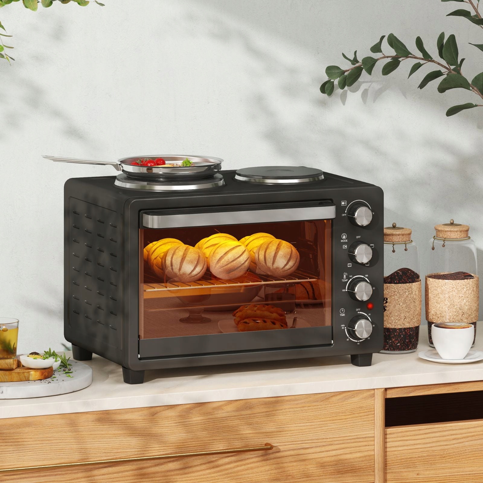 Mini oven 28L 2600W with cooking rings and accessories black Dominant color black