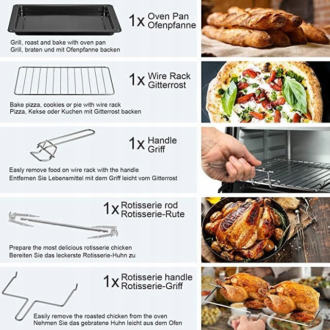 Mini oven with adjustable temperature, 62 x 41 x 40 cm, cz Model MBOF01-4