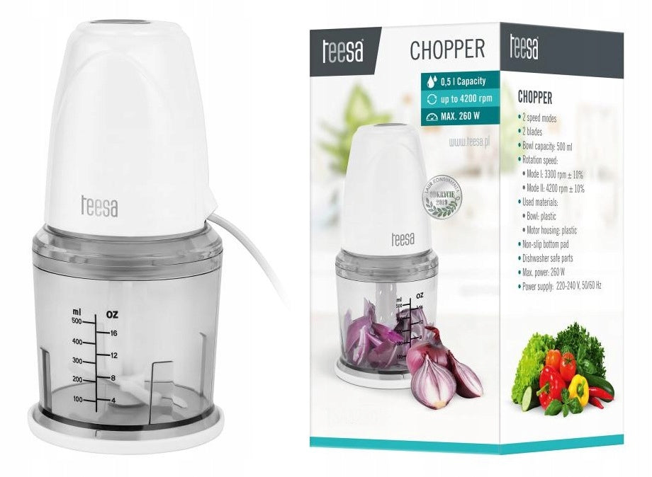 Mini shredder with container 500ml 260W, Teesa