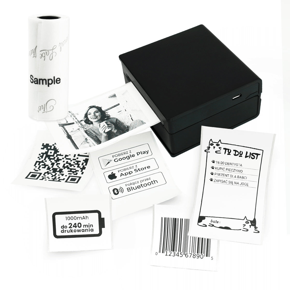 Mini thermal printer Phomemo M02 photos of sticky label notes