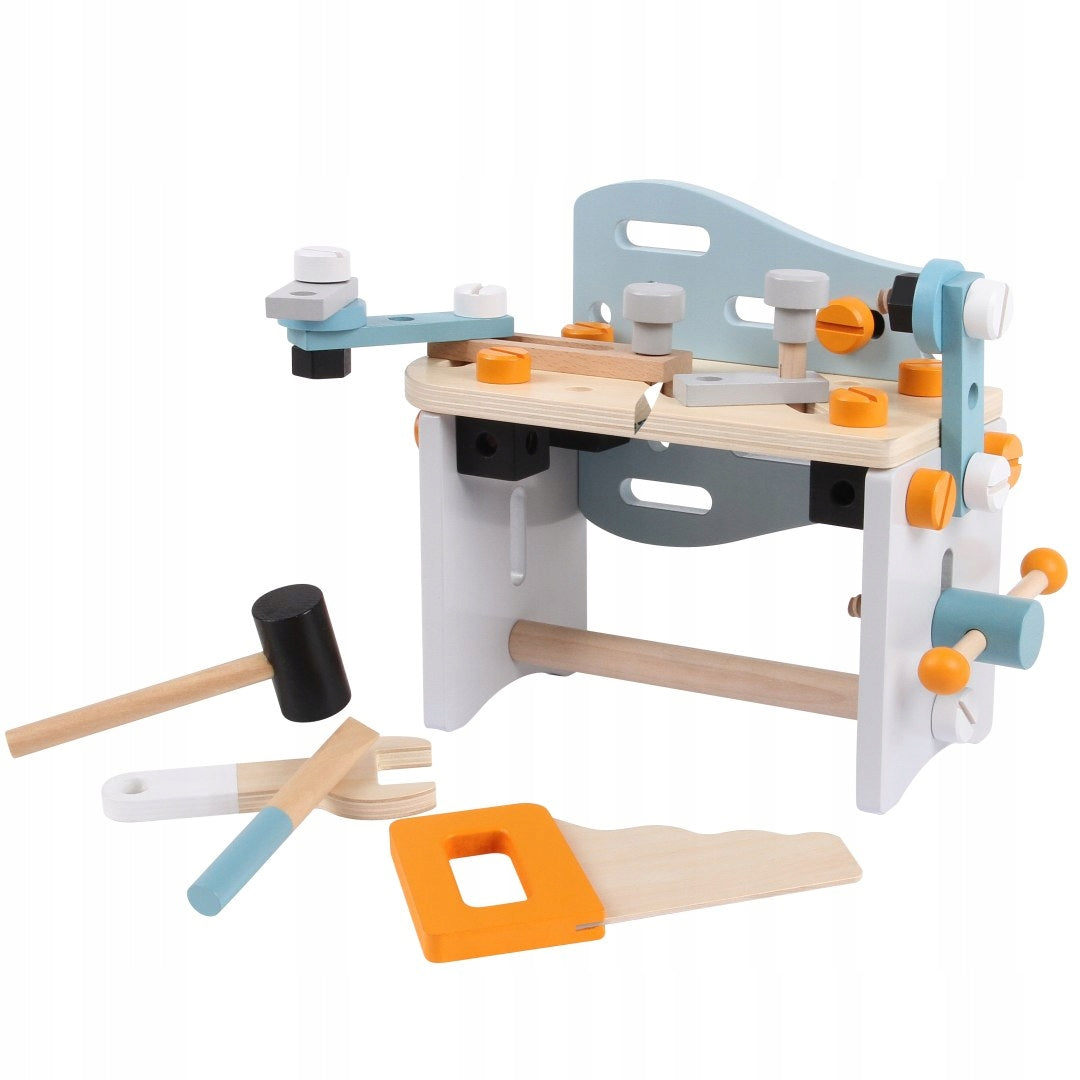 Mini workshop tool table wooden construction set 52 elements E Brand Ecotoys