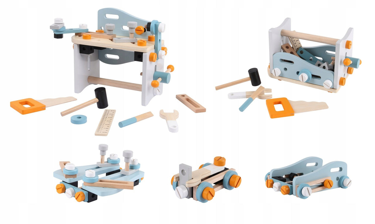 Mini workshop tool table wooden construction set 52 elements E