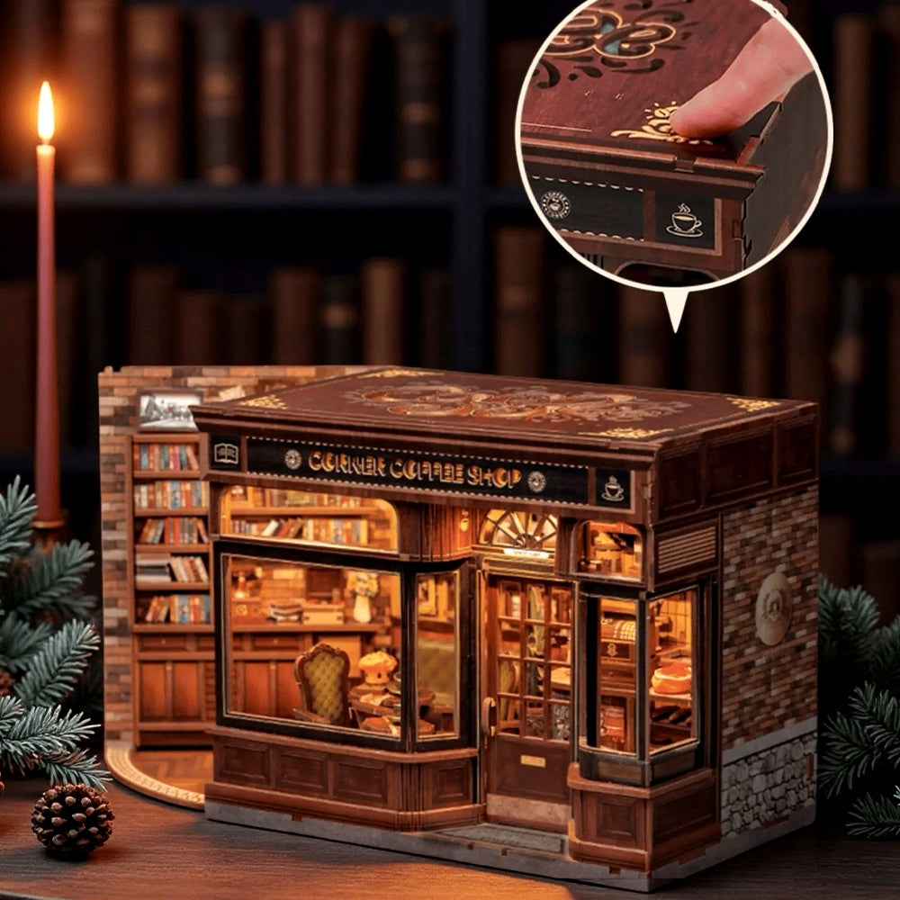 Miniature Cottage DIY Gift Book Nook 3D Book Nook Coffee Scent Kid's age 14＋ years