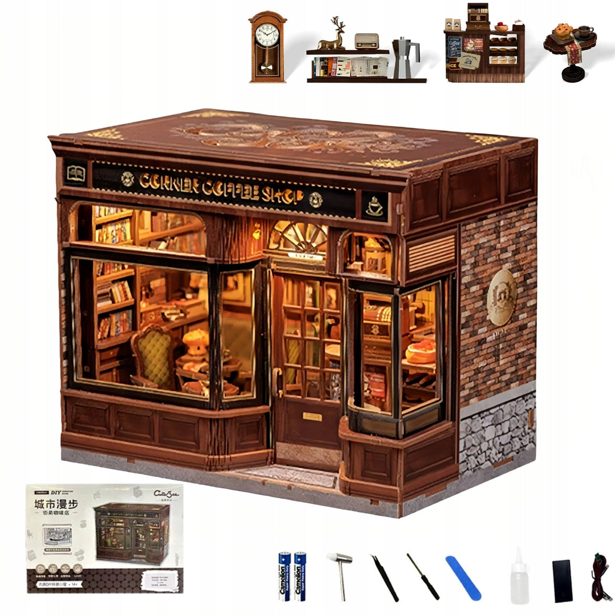 Miniature Cottage DIY Gift Book Nook 3D Book Nook Coffee Scent