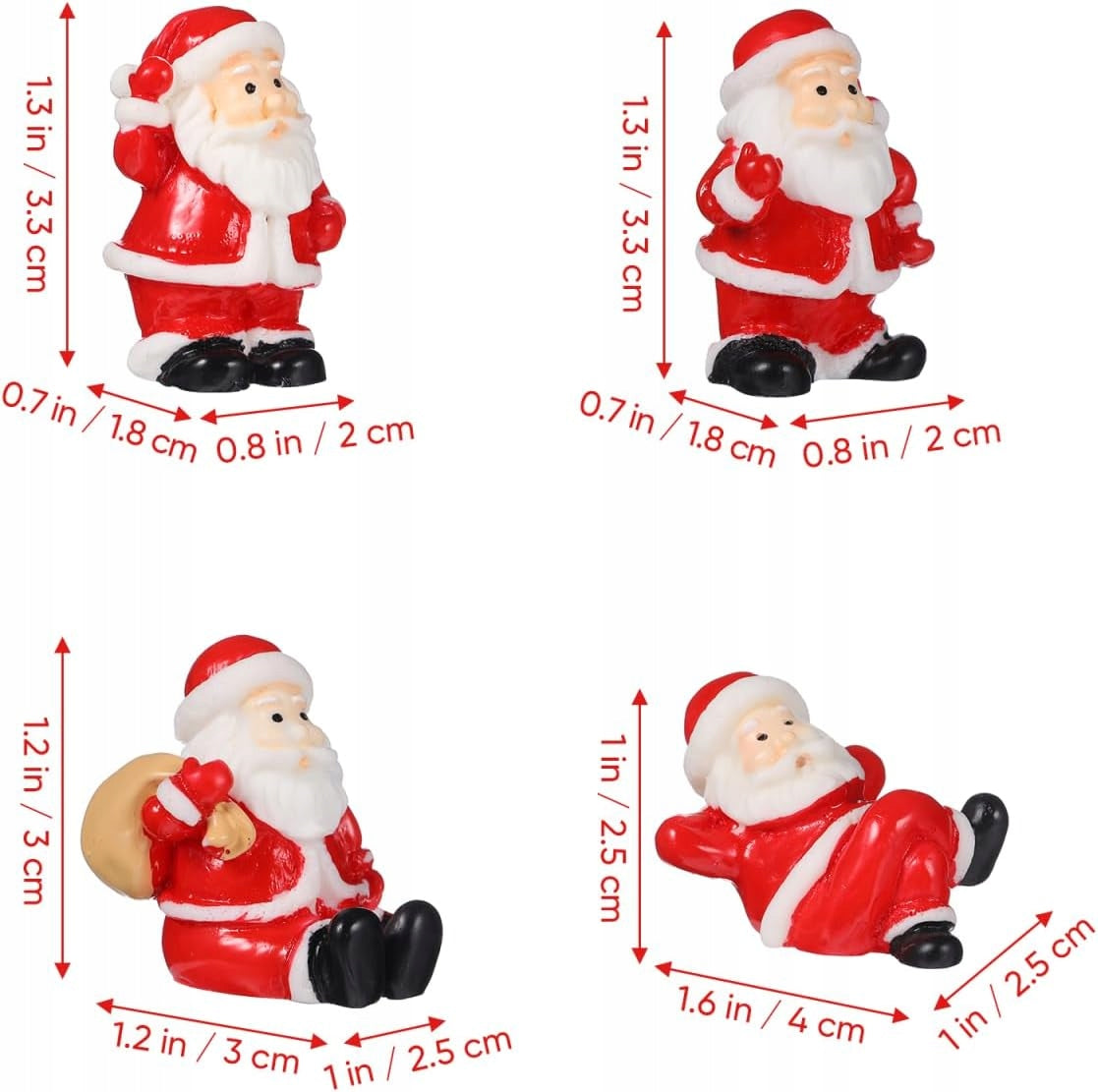 Miniature Santa Claus Resin Figurine 12 Pcs Figurine Set Manufacturer code B0FCQN4JMB