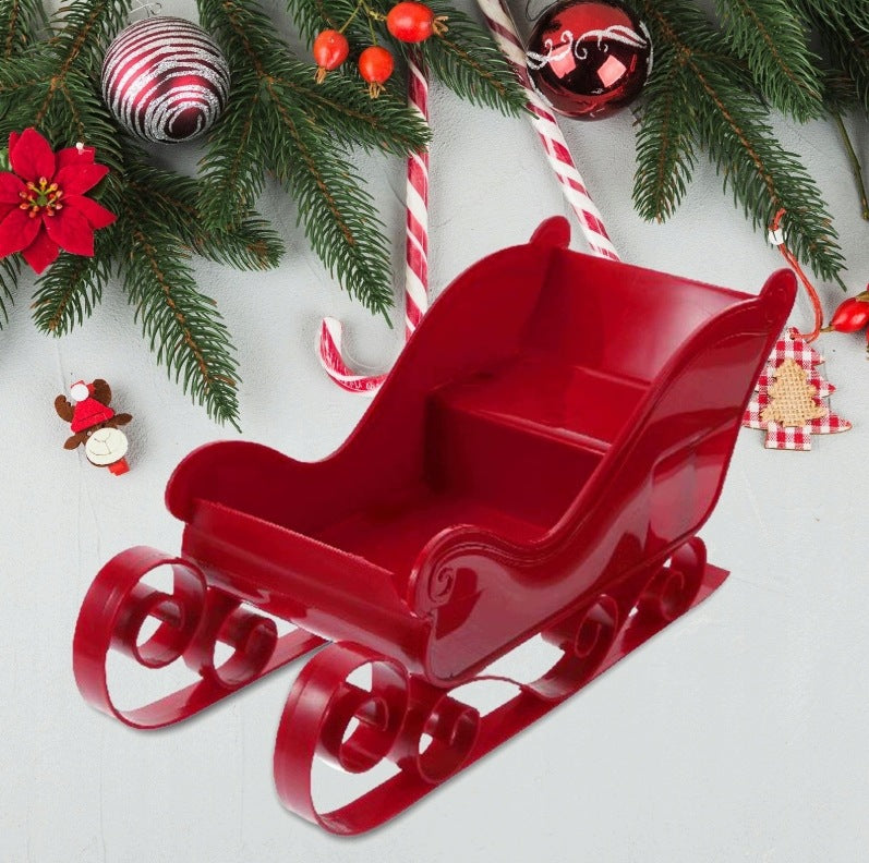 Miniature Santa Claus Sleigh Christmas Mini Sled Ornament Red Brand no brand