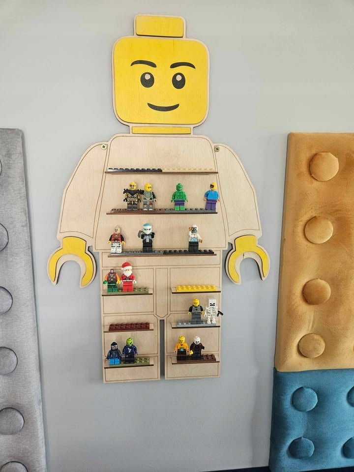 Minifigure shelf yellow head organizer display gift 57x36 Brand no brand