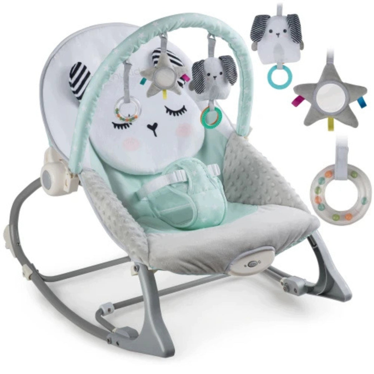 Mint rocker lounger with vibration and toy headband
