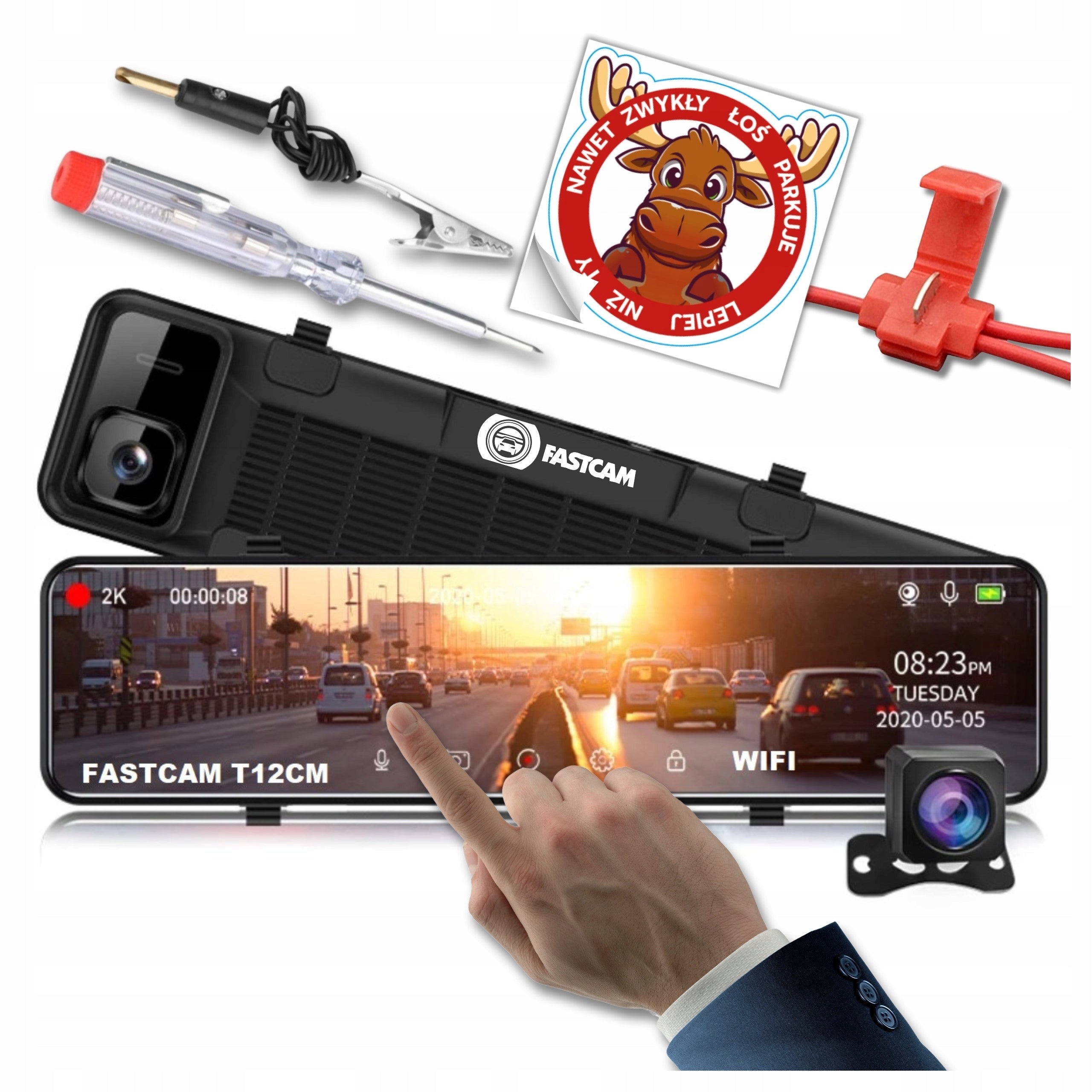 Mirror Video Recorder Car Camera Reversing 12 Inch WIFI Touch