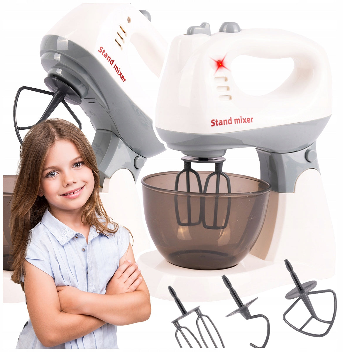 Mixer toy for children kitchen set bowl three paddles for Gift