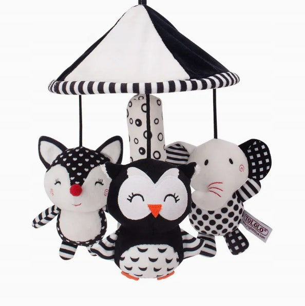 Mobil Carousel Plush Toy sensory Plushyk black and white fabric children0+