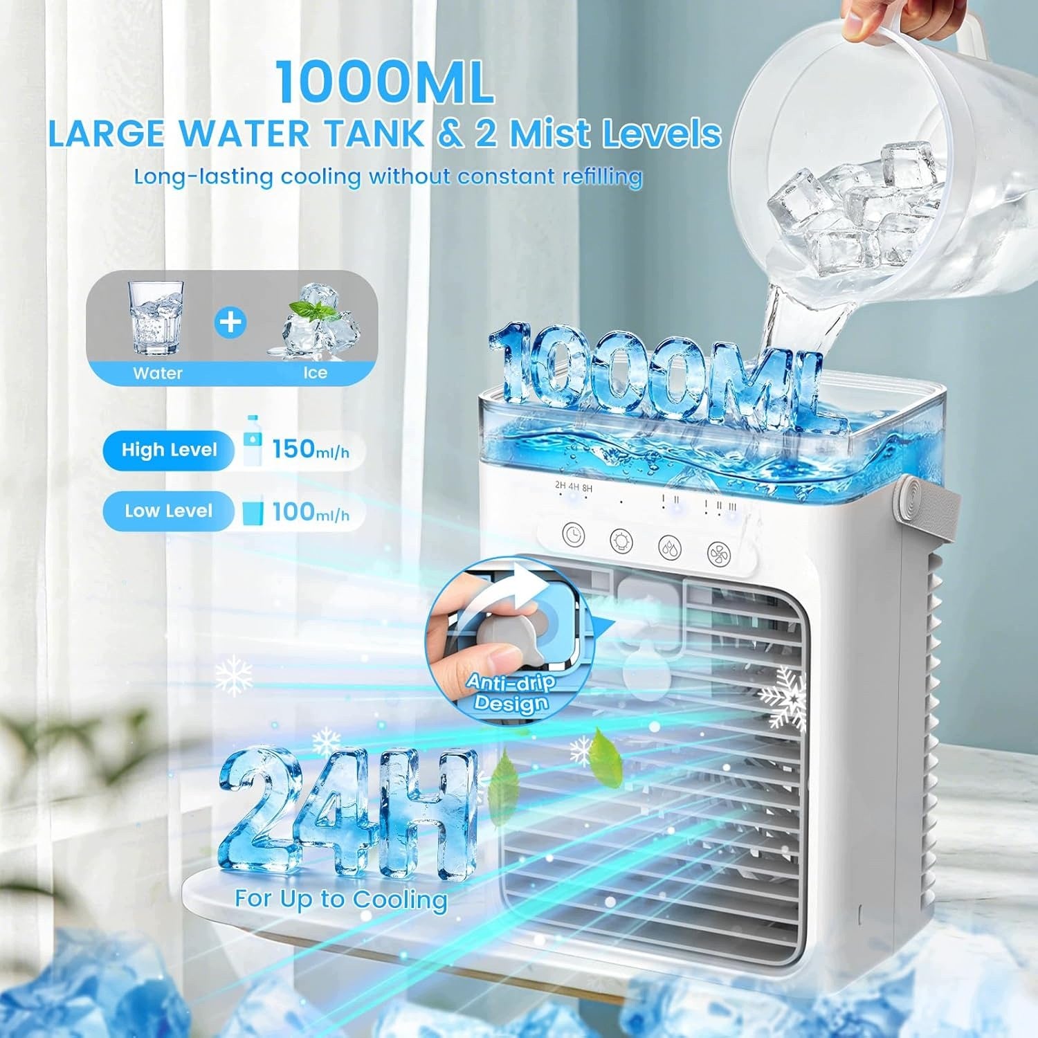 Mobile Air Conditioner Water Cooled Fan 4in1 Mobile USB TipTop Home Brand TipTopHome