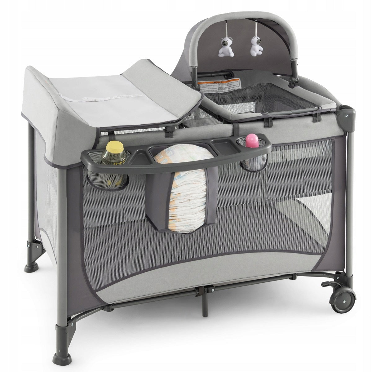 Mobile Baby Cot with Changing Table and Crib Playpen for Kids
