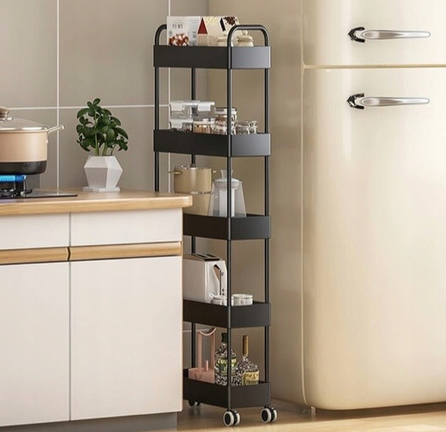 Mobile Bookcase 5Level on Wheels Organizer Kitchen Bathroom Shelf Cabinet Brand MORE&DECO