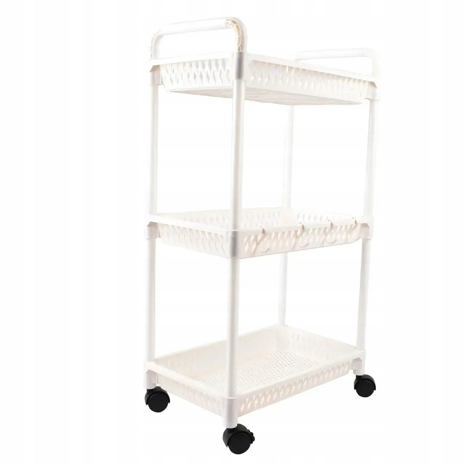 Mobile Bookcase on Wheels 3 Shelves Spacious Organizer White Packaging status original