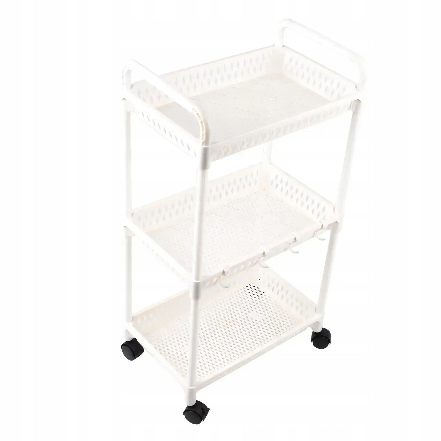 Mobile Bookcase on Wheels 3 Shelves Spacious Organizer White
