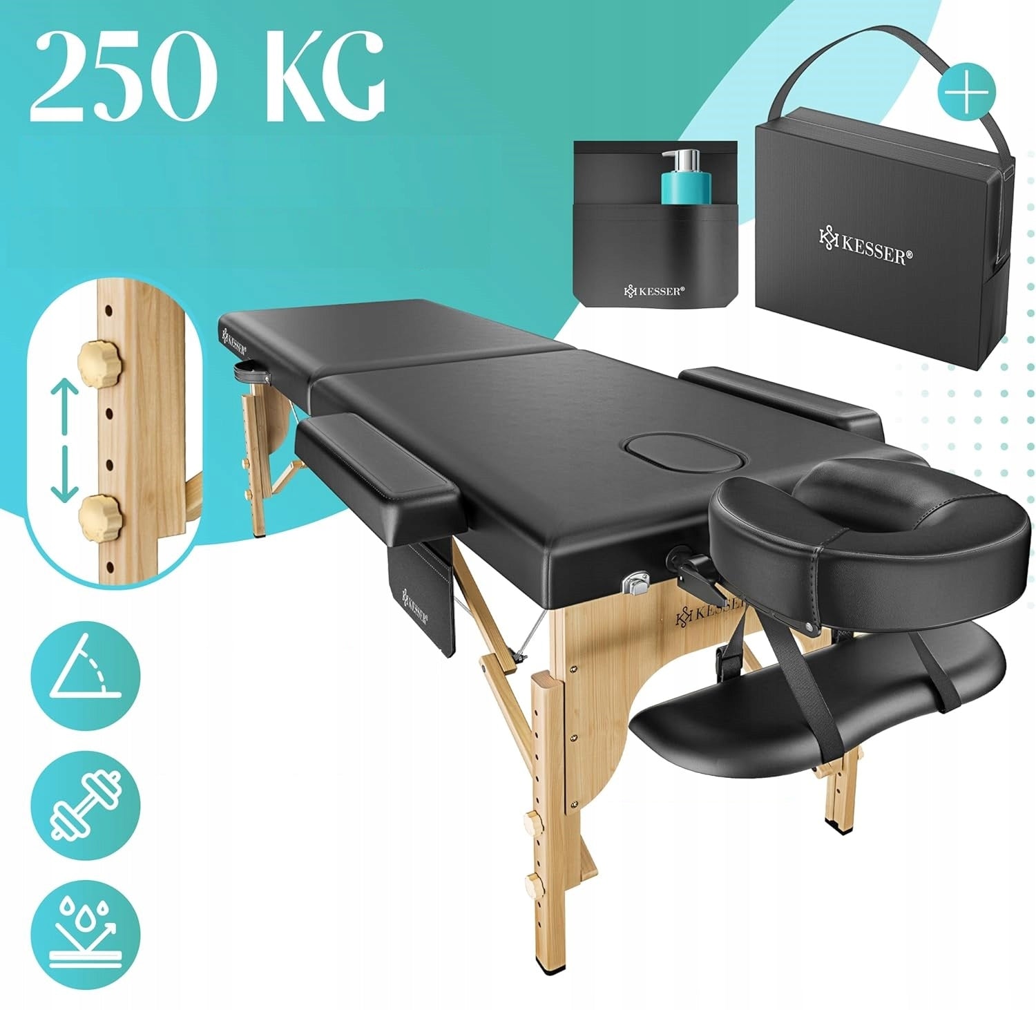 Mobile Massage Table KESSER Folding 210x80 cm Kind folding table