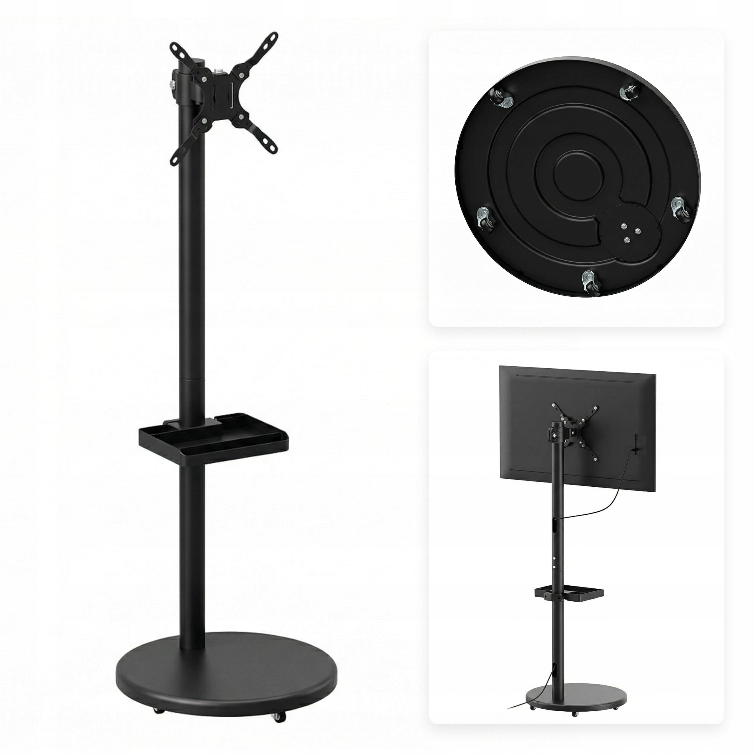 Mobile TV Monitor Stand 17-43" Floor Mount 15kg SHELF Spacetronik black