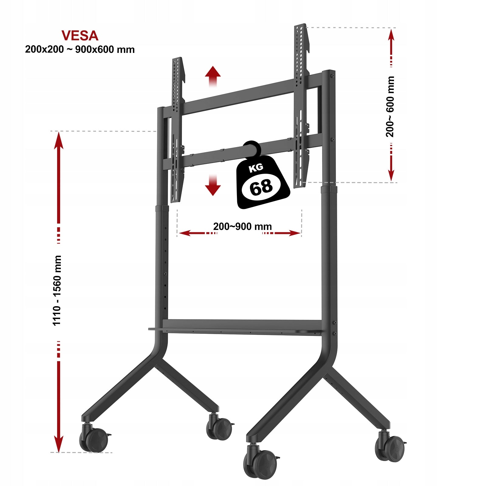 Mobile TV Stand and Interactive Boards Cart TV 55"-90" VESA Packaging status original