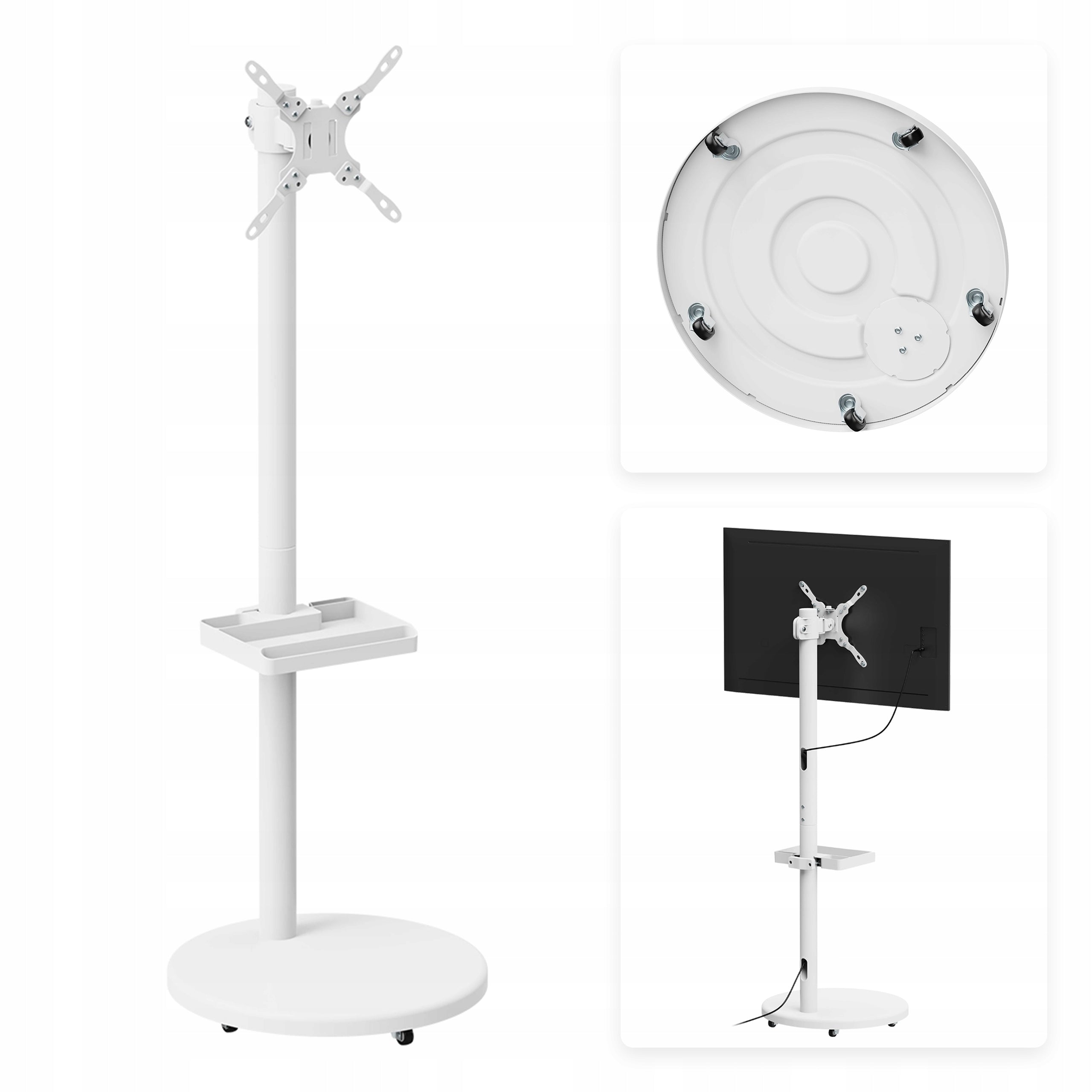 Mobile TV monitor stand 17-43" floor 15kg +SHELF Spacetronik white