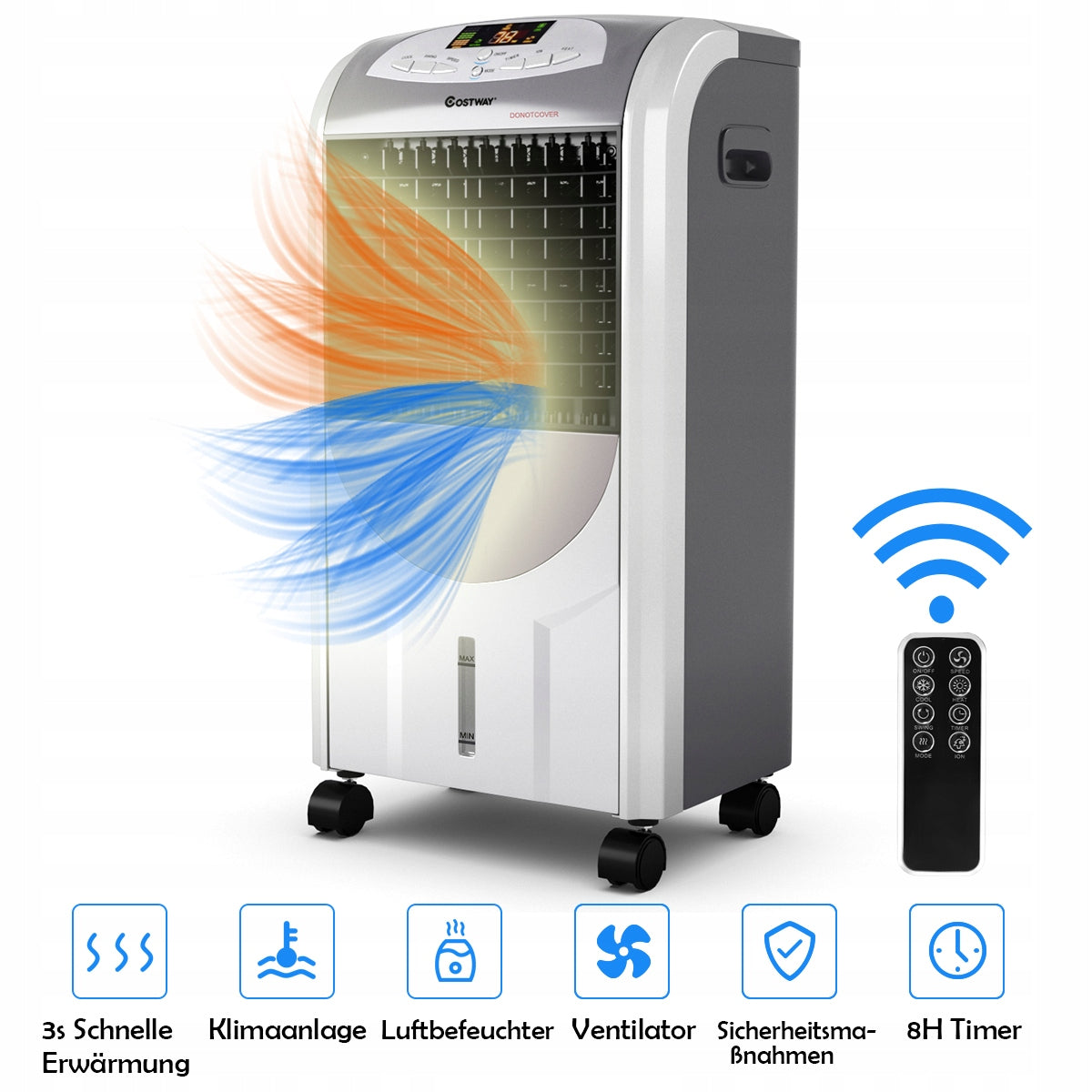 Mobile air conditioner 4in1 cooling + heating, ionization, humidification, PILOT Operating modes cooling heating ionization moisturization ventilation