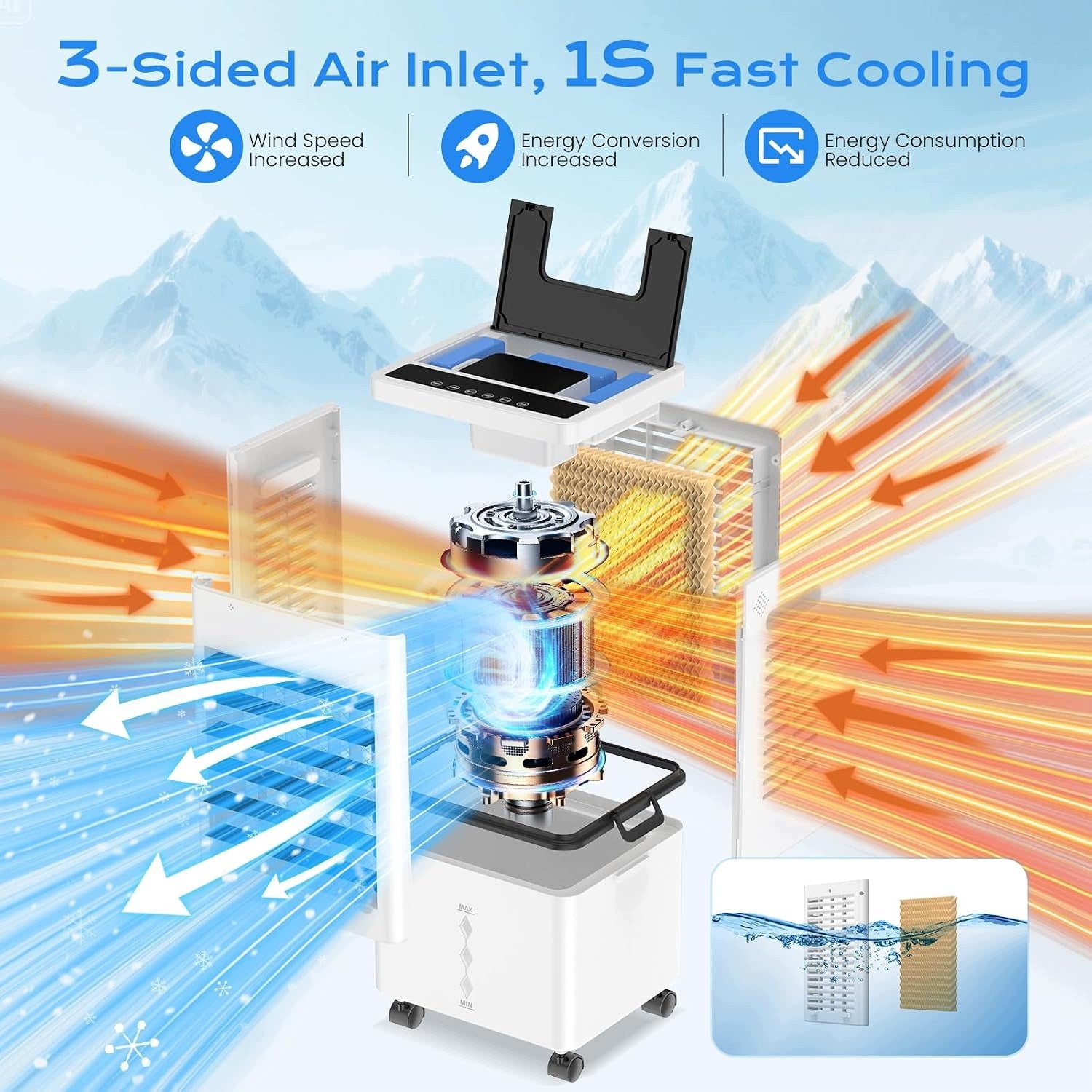 Mobile air conditioner kidali 45W 12L with remote control 6 speeds A++ Manufacturer code KYS-30-105Y