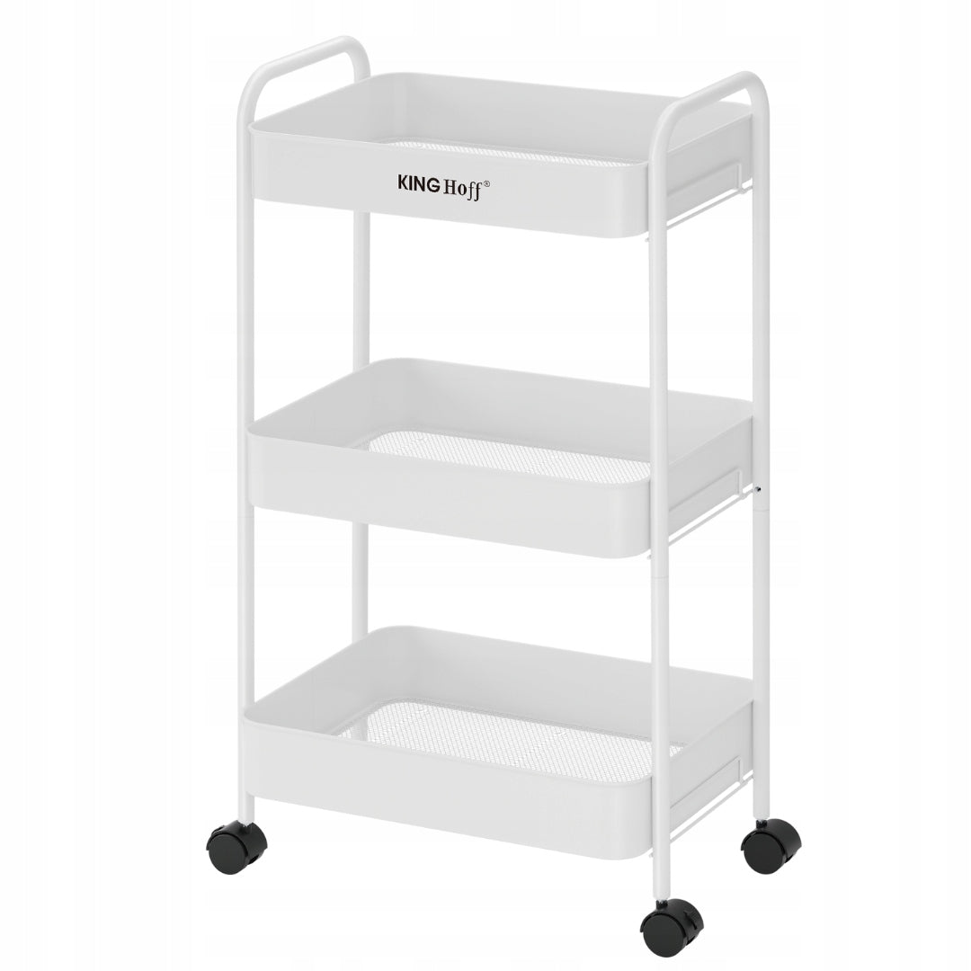 Mobile bookcase 3-level KINGHoff KH-1942 white metal with wheels Bookcase EAN (GTIN) 5908287219427