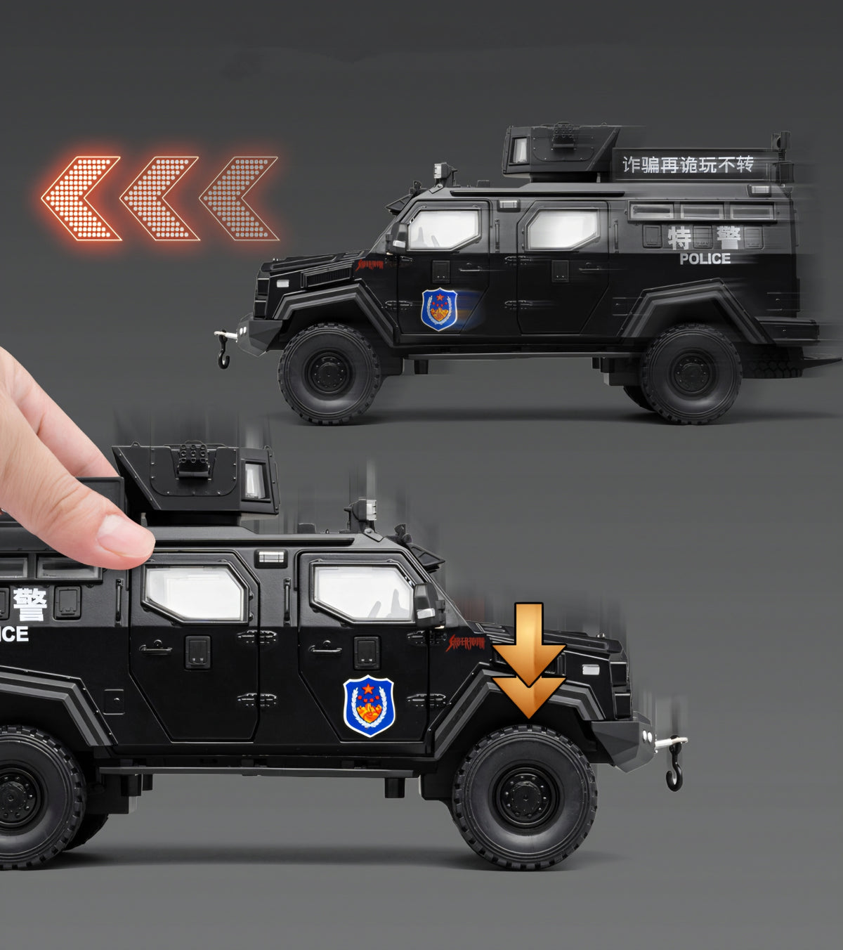Model CAR 1:24 POLICE armored car TIGER SOUND LED Packaging status original