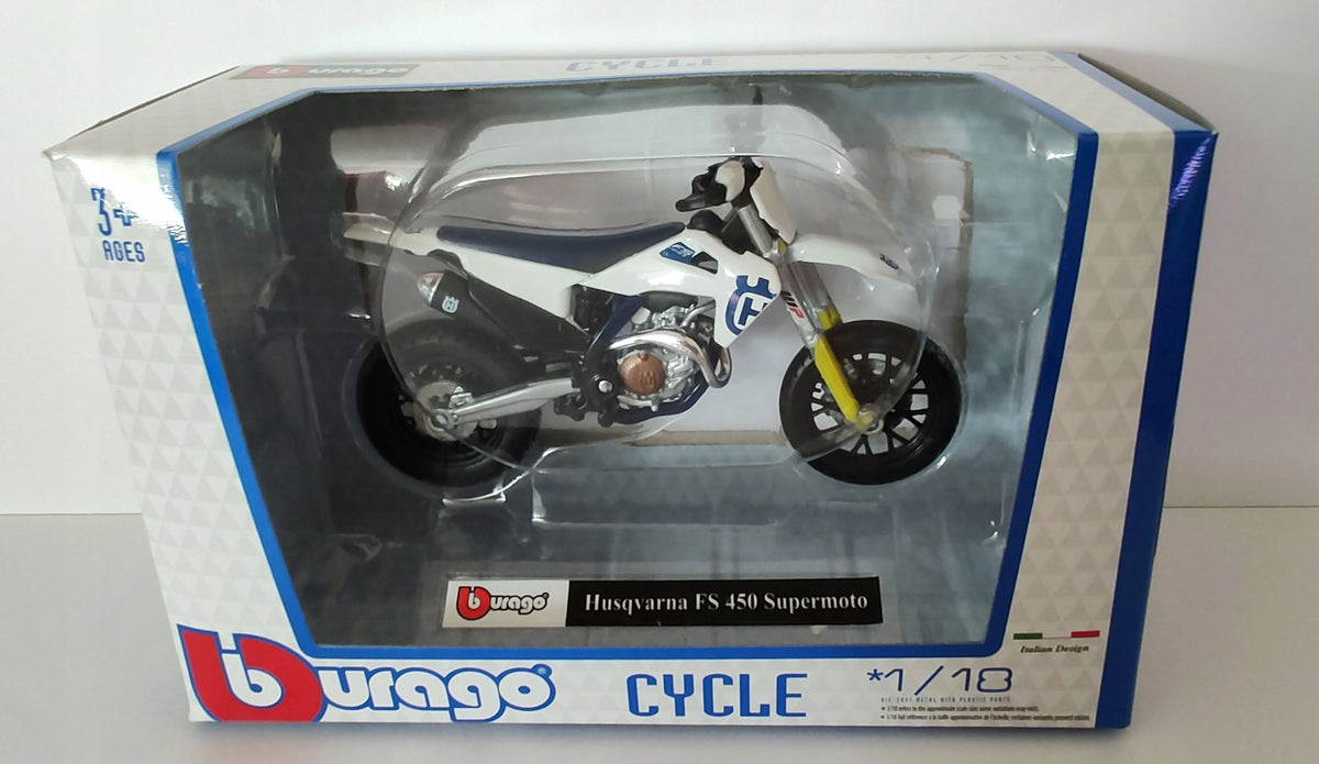 Model Motorcycle Bburago Cycle 1:18 HUSQVARNA FS 450 Supermoto EAN (GTIN) 5904538644994