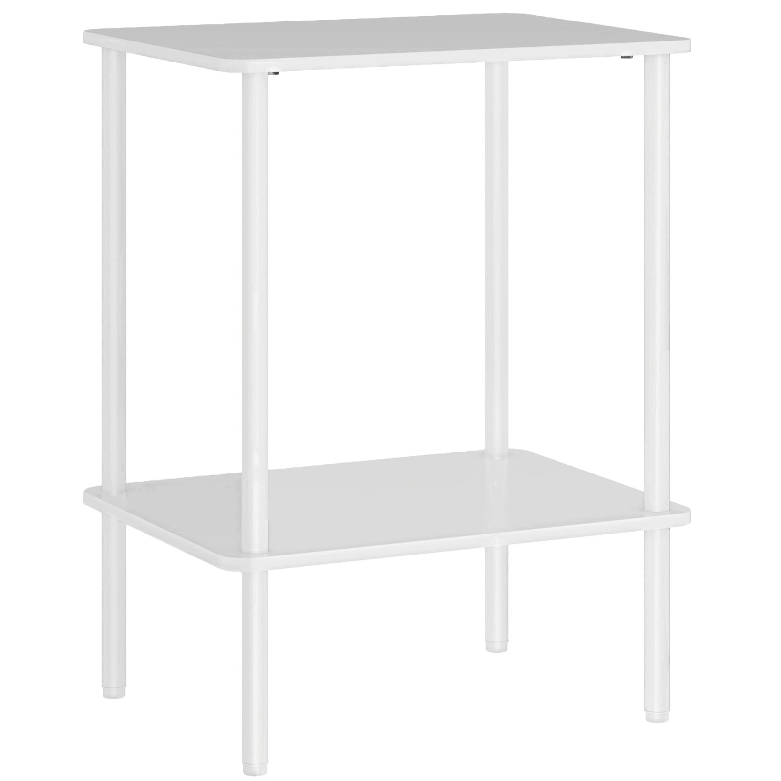 Modern 2-Tier Side Table with Shelf, White
