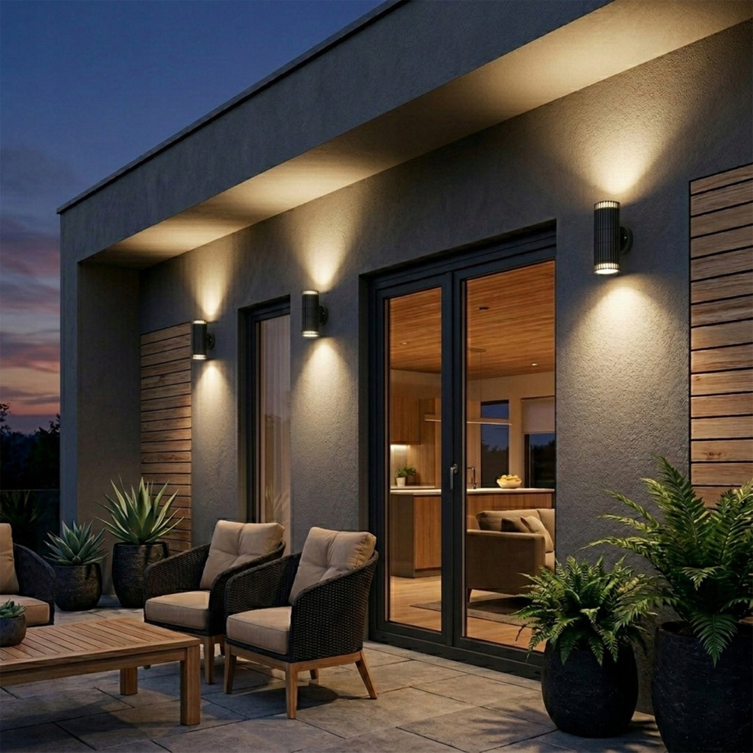 Modern 2-point garden lamp - wall lamp LANTHEA black GU10 IP44 Light source power 11 W