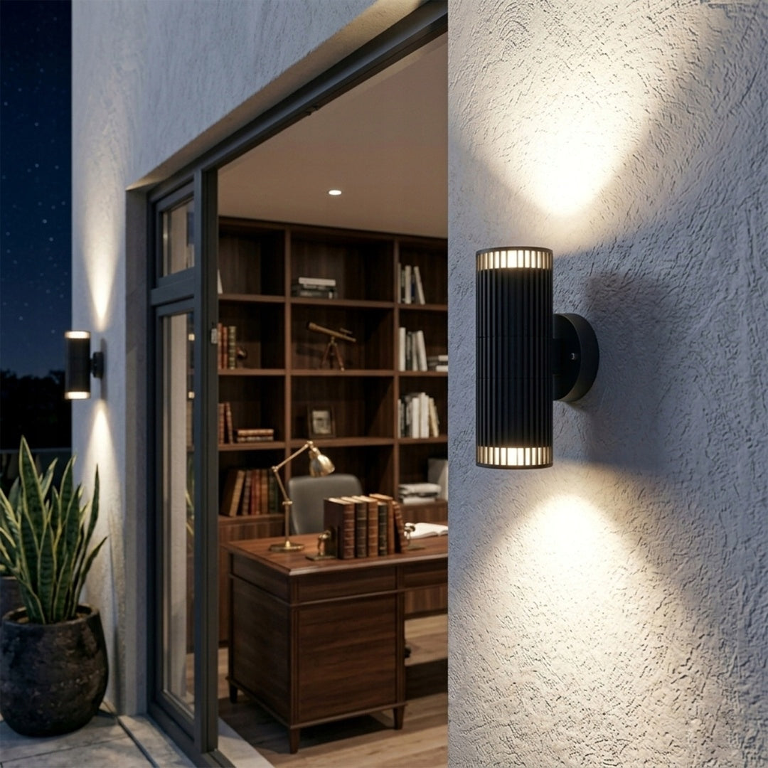 Modern 2-point garden lamp - wall lamp LANTHEA black GU10 IP44 Thread type GU10