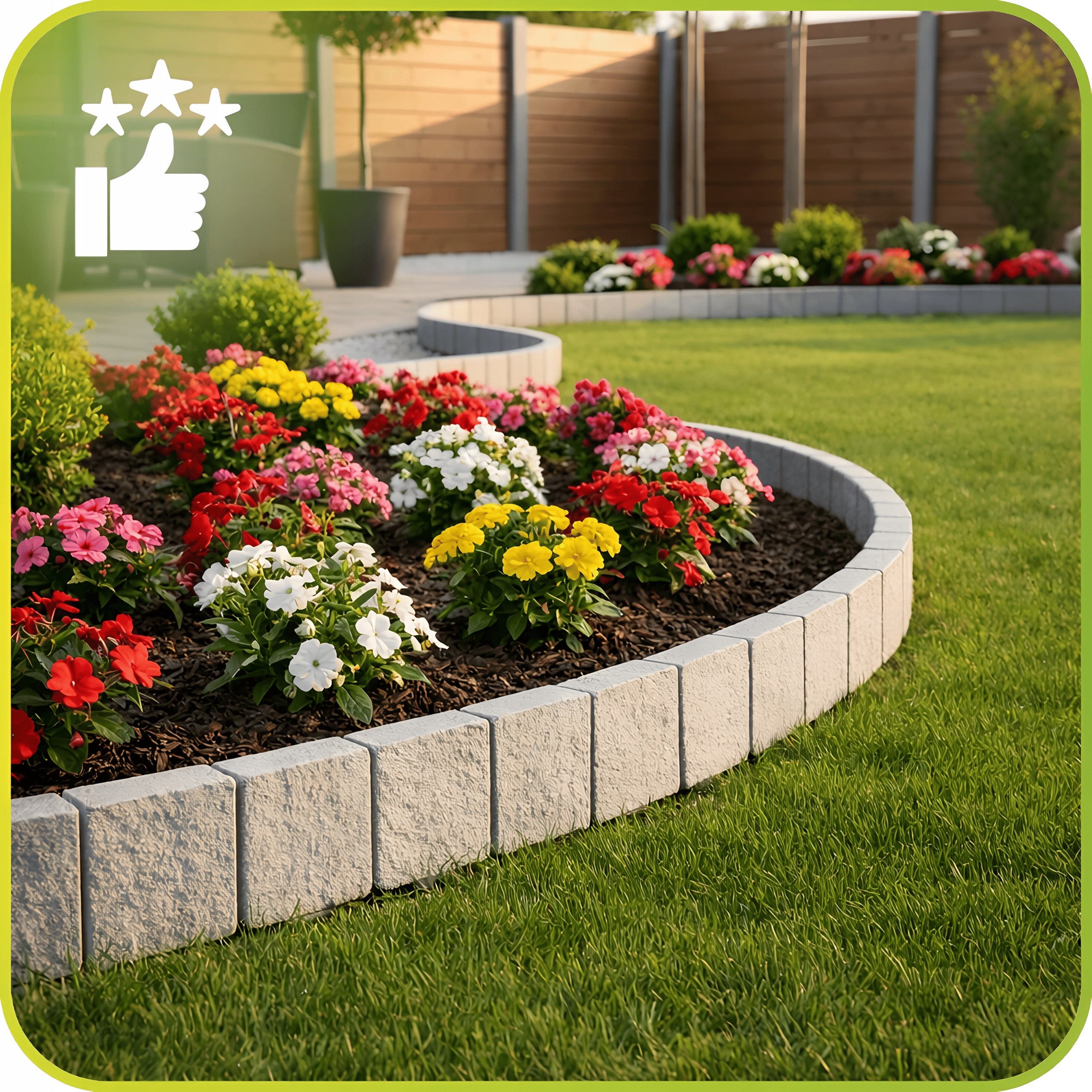 Modern GARDEN PALISADE 385cm / GREY CONCRETE STONE edging Packaging status original