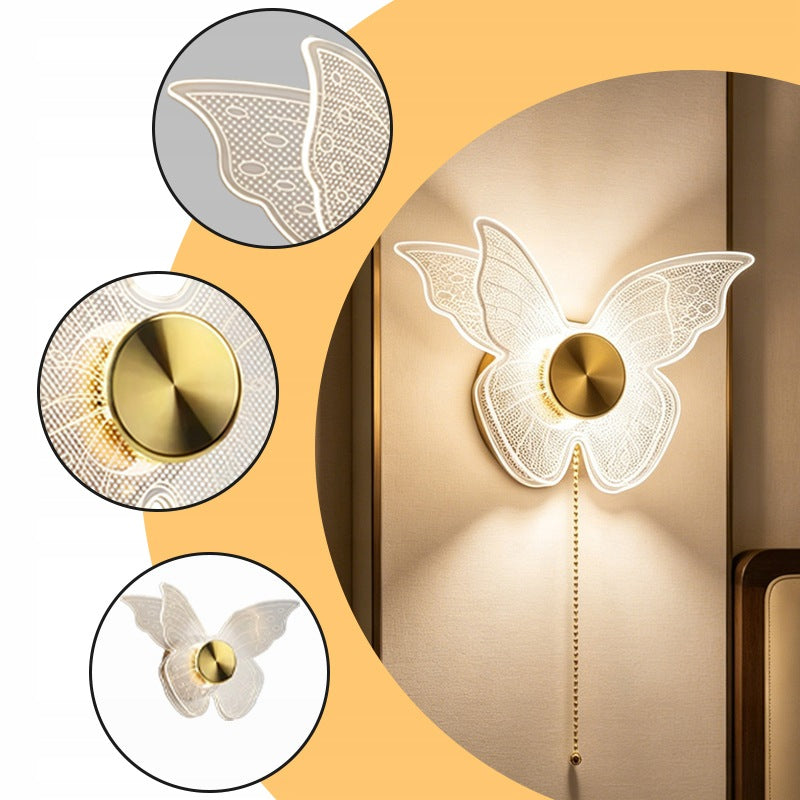 Modern Gold Butterfly Wall Sconce LED 5W Acrylic Dimmble Wall Lamp Fixture Packaging status original