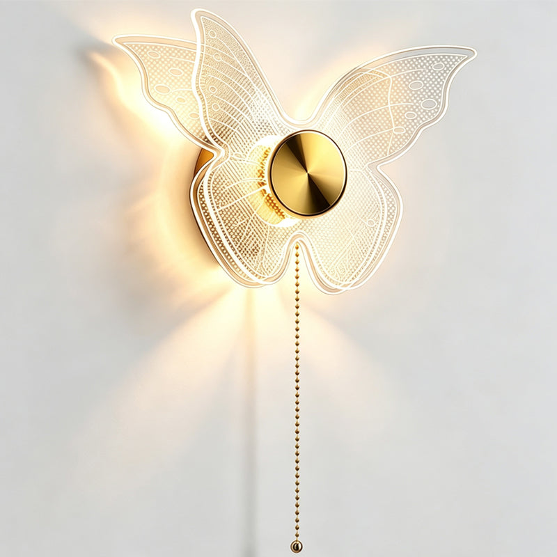 Modern Gold Butterfly Wall Sconce LED 5W Acrylic Dimmble Wall Lamp Fixture