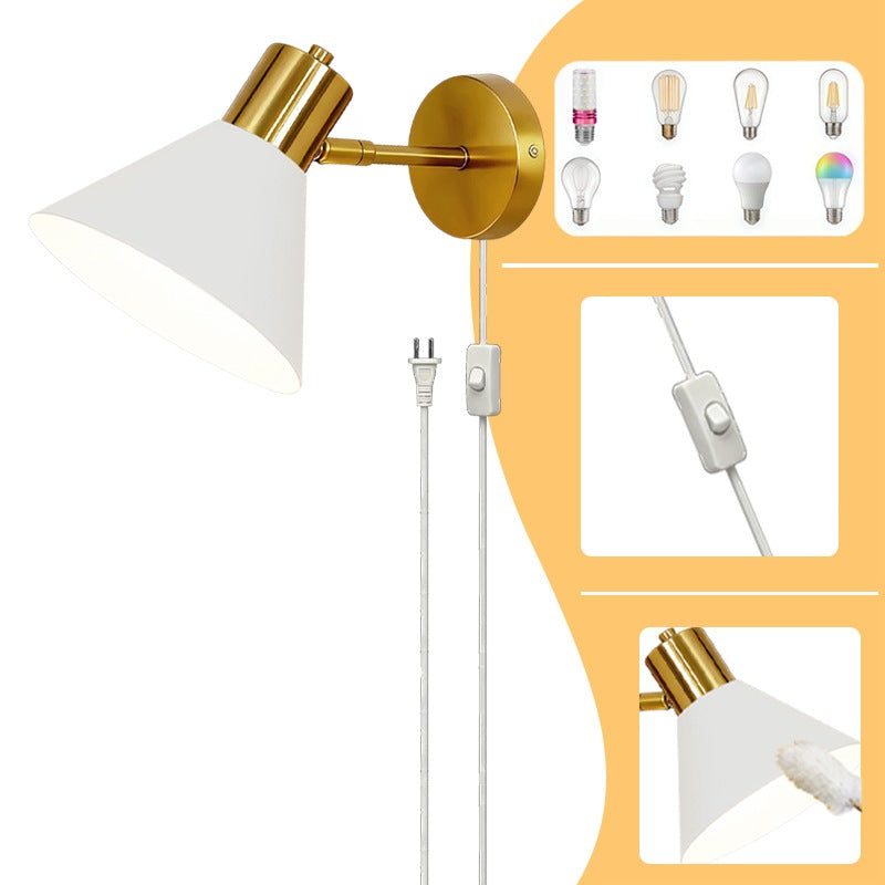 Modern Gold Plug-in Wall Sconce, 180° Rotatable Wall Lamp with E27 Socket Manufacturer code G07580111372514