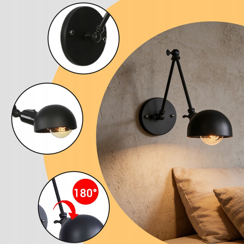Modern Industrial Retro Black Iron Wall Lamp 180° Adjustable E27 Wall Light Manufacturer code G06172439626110