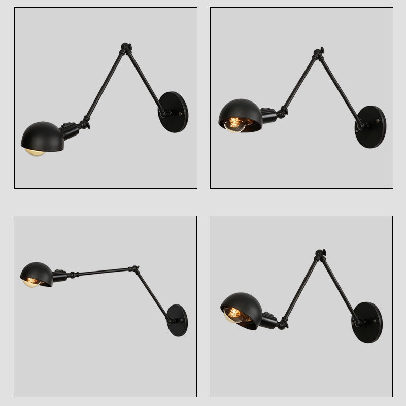 Modern Industrial Retro Black Iron Wall Lamp 180° Adjustable E27 Wall Light Packaging status original