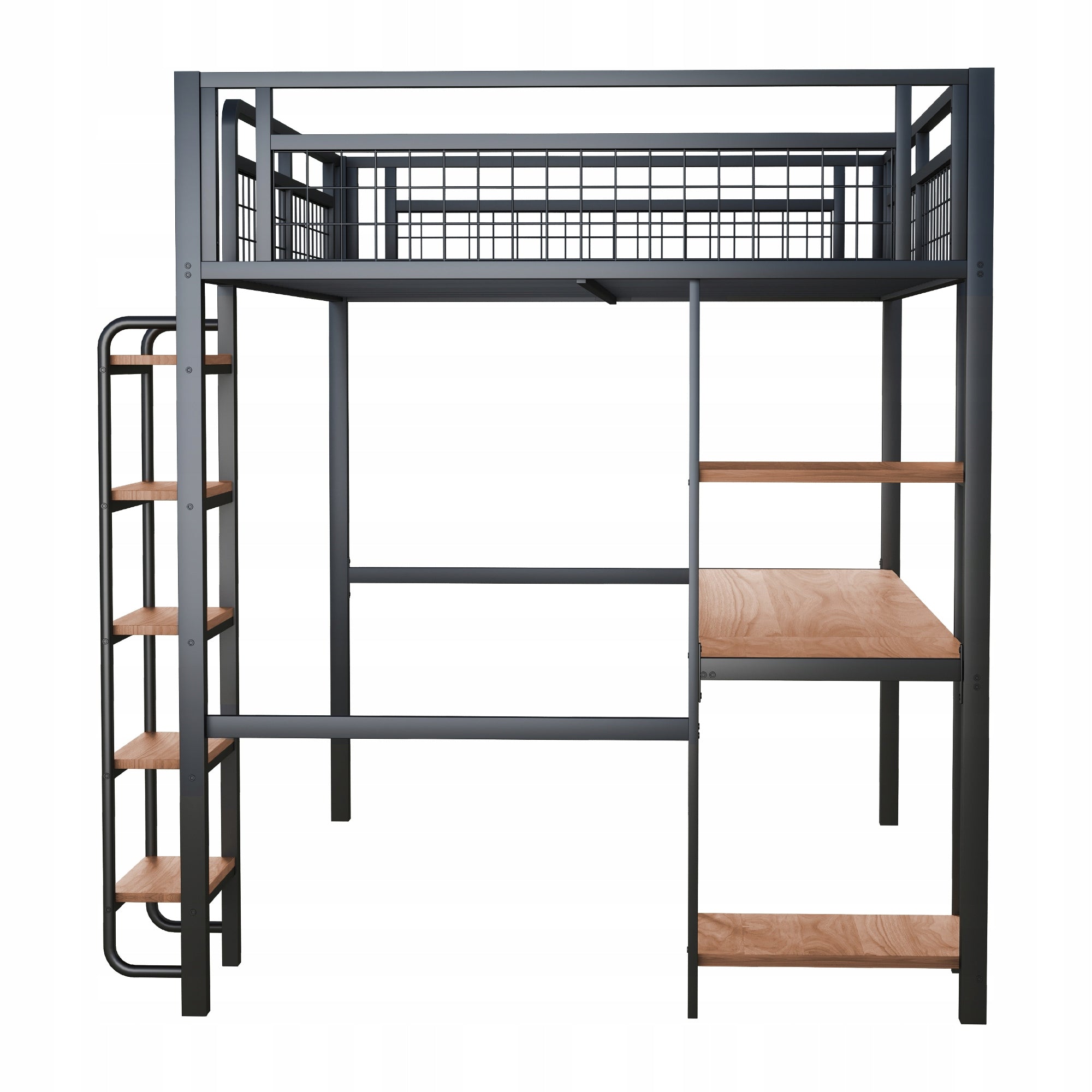 Modern Metal Loft Bed with Guard Rail and Storage, 140x200 cm Manufacturer code 100ORFRLDB00303AAB719