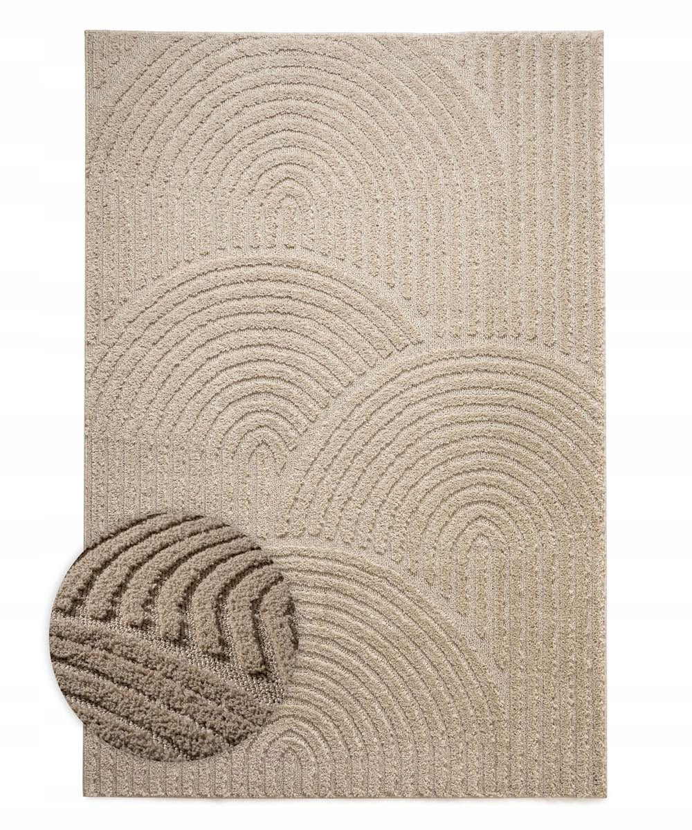 Modern carpet with 3D effect beige 120 cm x 170 cm certificate