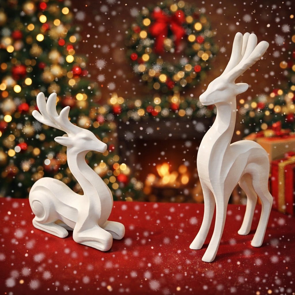 Modern deer figurines – set of 2 | 18 cm | various colors | 3D