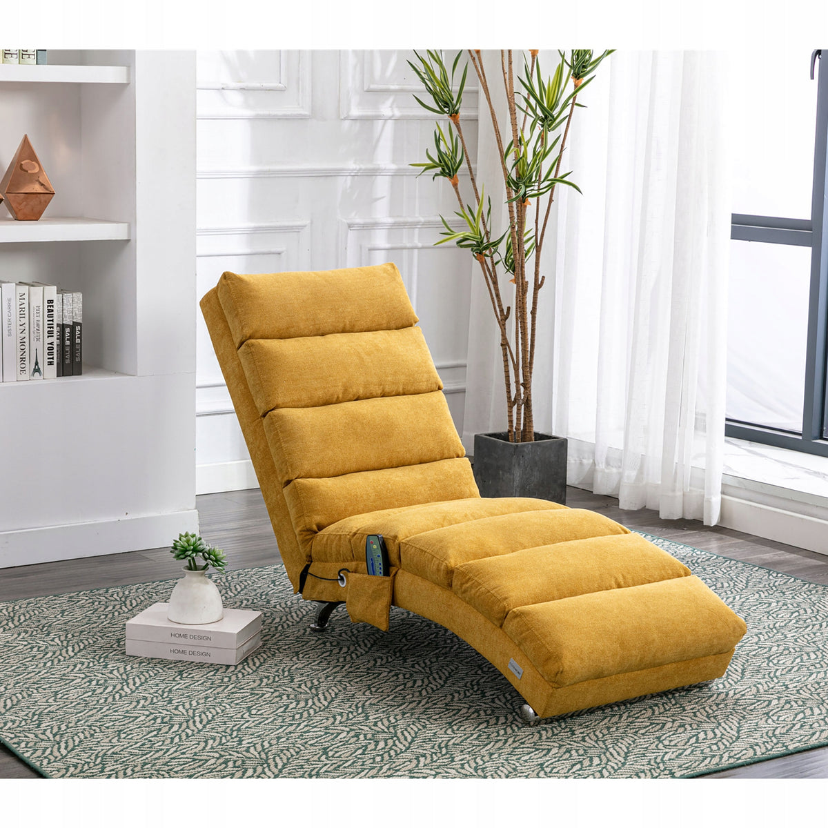 Modern reclining chair with gentle vibrations (mango-colored linen). Manufacturer code 8001819946871