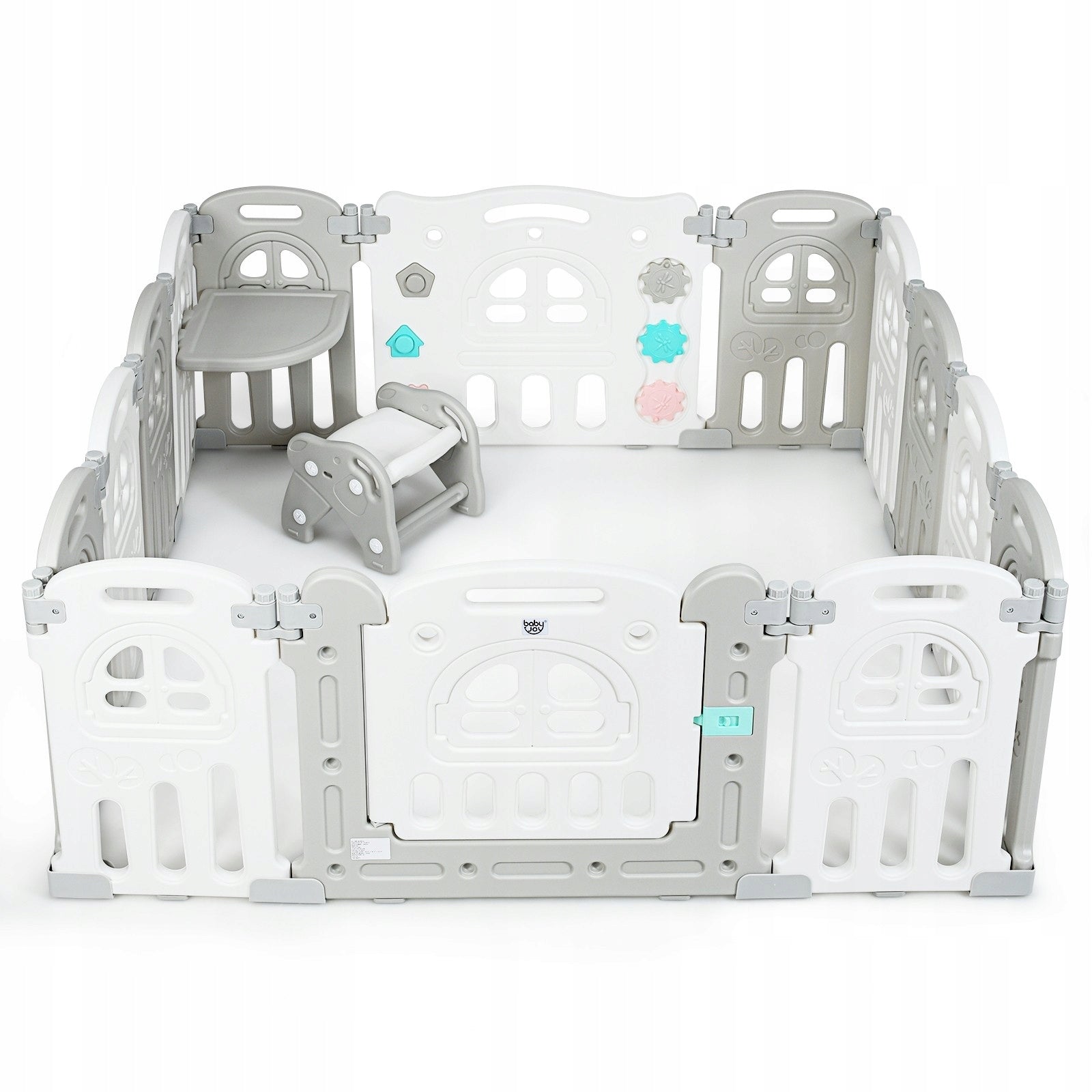 Modular fence for children with safety gate PLAYPEN SQUARE TOYS